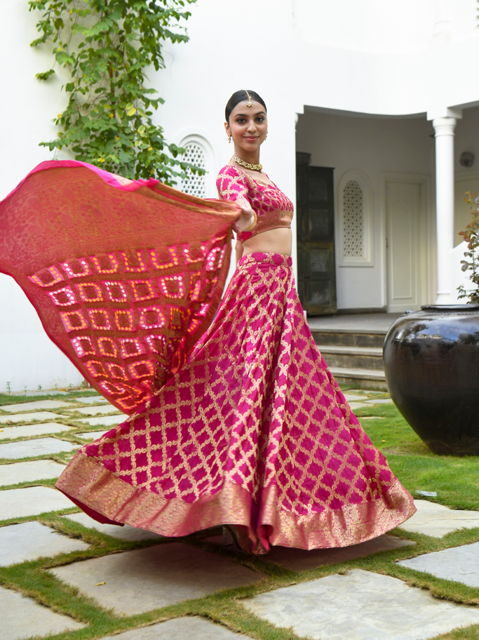 Pink Lehenga Choli by Saras the label - 3 pcs set