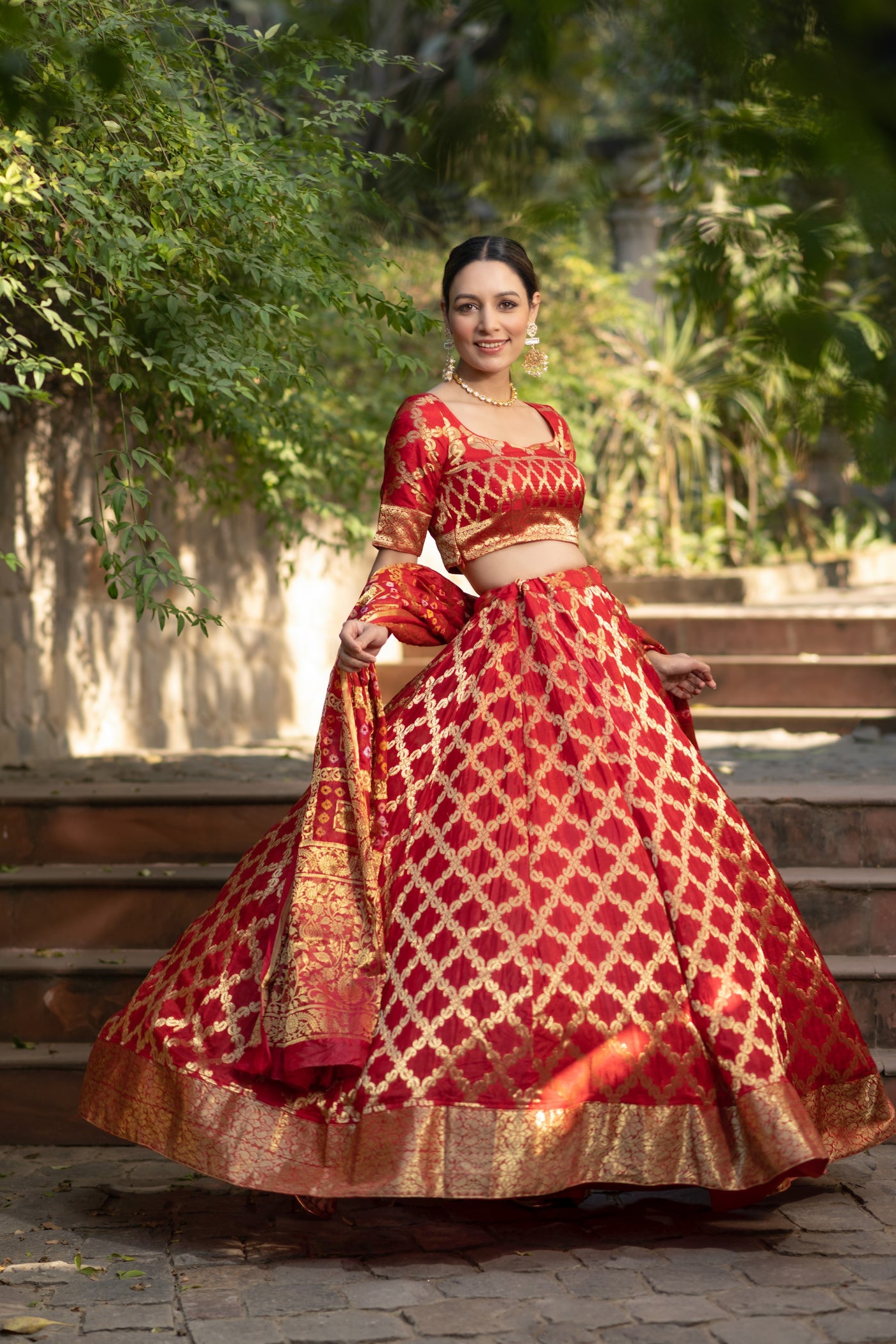 Bridal Red Lehenga Choli Floral Dupatta Stone SIYA57IN – Siya Fashions